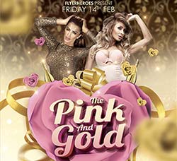 情人节传单模板：Pink and Gold Valentines Flyer Template